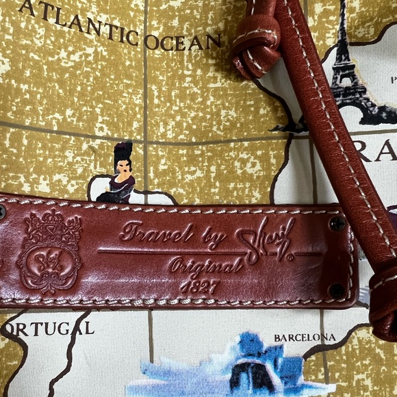 Leather, Sling Drawstring Tote Bag. Map Print. Travel by Sharif, Original 1827. - Picture 12 of 17